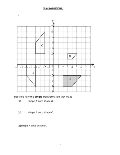 TRANSFORMATIONS WITH ANSWERS