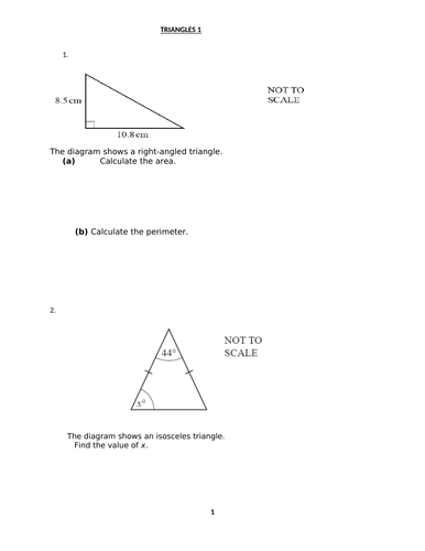 TRIANGLES WITH ANSWERS
