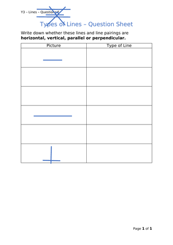 Y3 Maths - Types of Lines (Free)