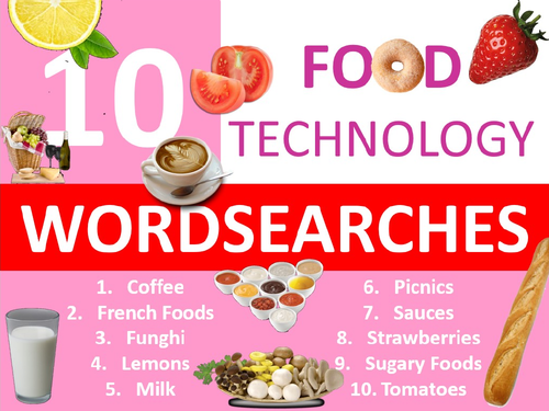 10 x Food Technology Wordsearches #16 Keyword Starters Settlers Wordsearch