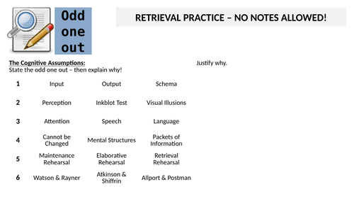 A-Level Psychology - The complete Retrieval Practice Activity Collection