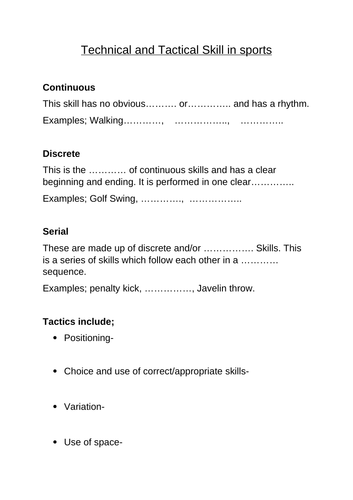 Unit 2 Practical Sports Performance (Technical/Tactical)