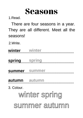 ESL seasons worksheets, autumn version (A1)