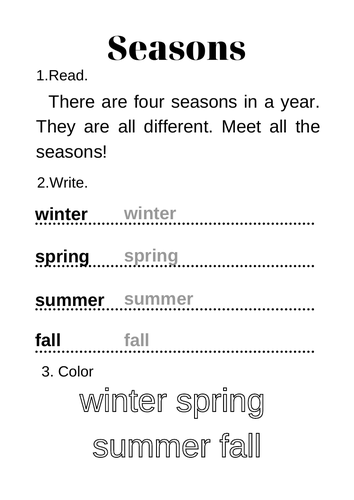ESl Worksheets seasons (fall version) A1