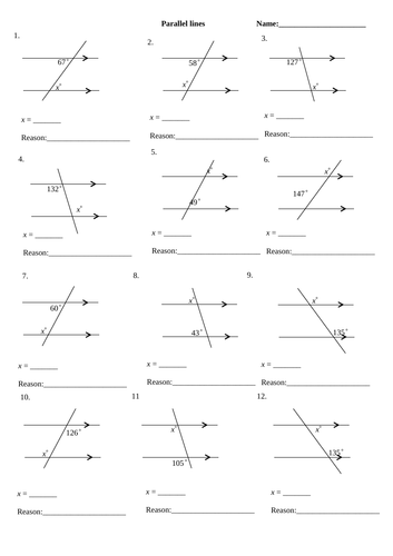Angles in parallel lines | Teaching Resources