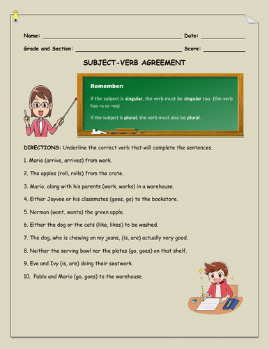 SUBJECT-VERB AGREEMENT RULES