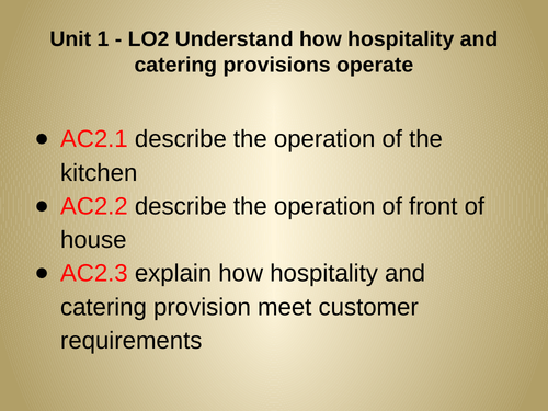 WJEC Hospitality and Catering - Unit 1 - LO2