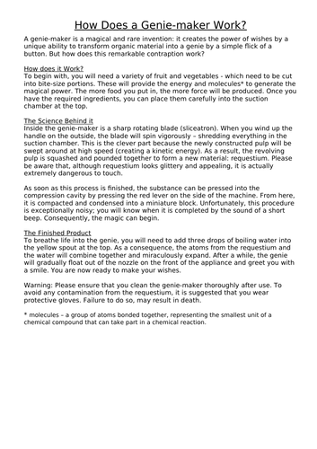 Invention Explanation Text (Genie-maker) - WAGOLL