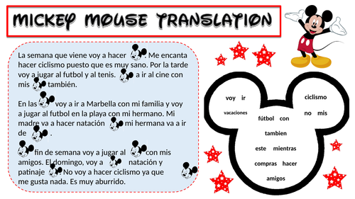 Spanish Mickey Mouse Gap Fill and Translation