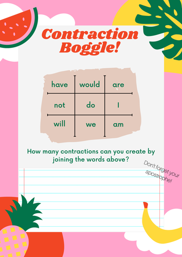 Contraction Boggle Apostrophes