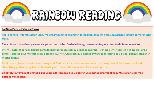 Spanish Rainbow Reading Worksheet