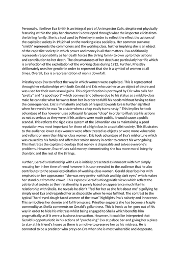 Model Essay: Eva Smith 40 Marker