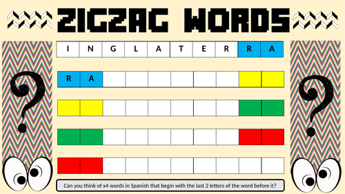 Spanish ZigZag Words Starter