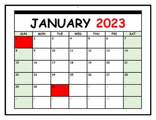 Calendrier Ogcn 2023 Calendar 2023 | Teaching Resources