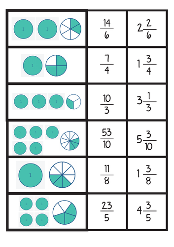 Mix n' Match - Improper fractions