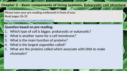 OCR Biology A level Chapter 2 Eukaryotic cell structure