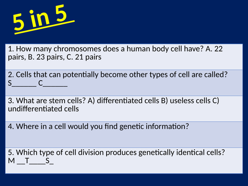 Stem Cells - Biology -  KS4 - GCSE