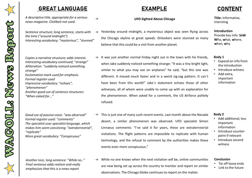 News Report - Annotated Model Answer