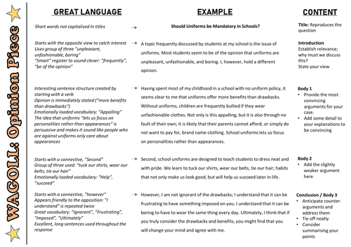 Giving Opinions - Annotated Model Answer