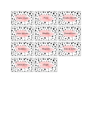 Desk organizer labels