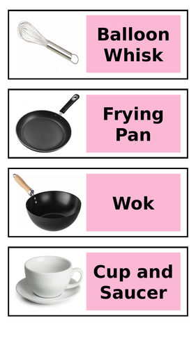 Home Economics- equipment labels for cupboards.