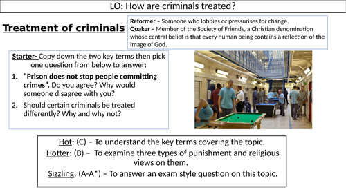 WJEC GCSE RE - Unit One - How are criminals treated? - Issues of good and evil