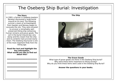 Vikings: Oseberg Ship Burial Lesson