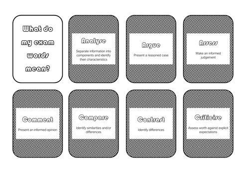 Exam Command Words Reference Cards