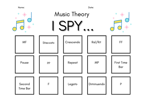 Music Theory I Spy Teaching Resources