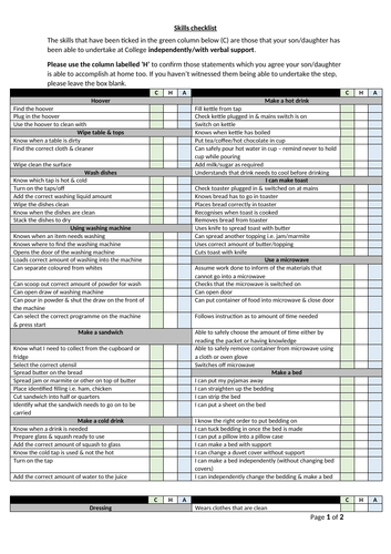 Independent Living skills - Part 1