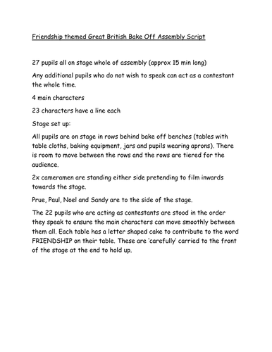 Friendship Themed Assembly Script