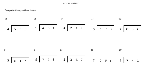 Written Division 3 digit By 1 digit Worksheets Teaching Resources