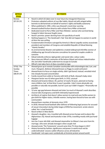 AQA A Level English Literature The Handmaid's Tale and Feminine Gospels Revision