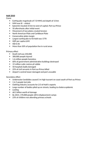 AQA A Level Physical Geography Hazards