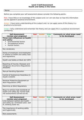 Health and Safety Self Assessment