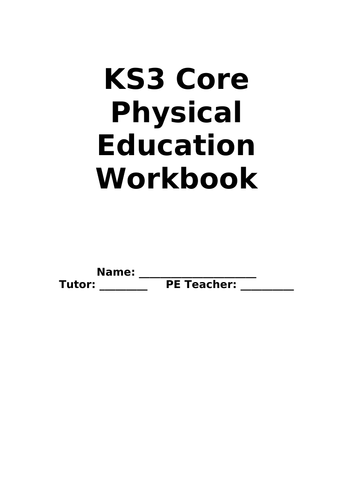 KS3 Core PE Work Booklet Home/Classroom Lessons