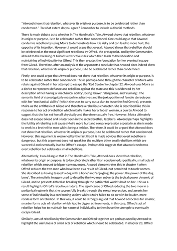 Essay on Atwood book