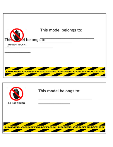 Under Construction label- model label