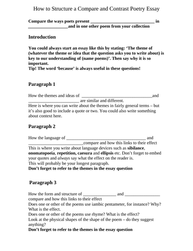 GCSE Comparing Poems | Teaching Resources