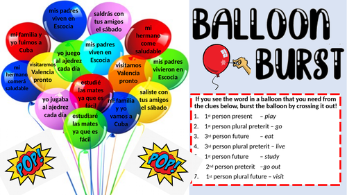 Balloon Burst Grammar Starter