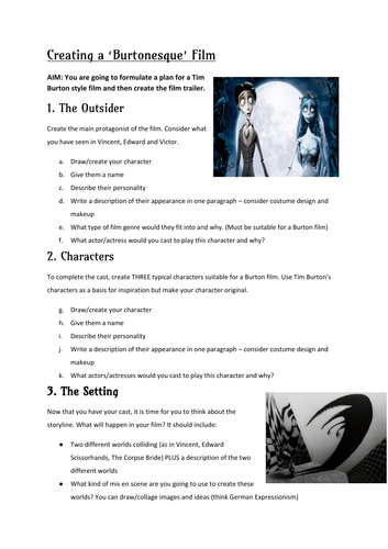 Creating a Burtonesque Film