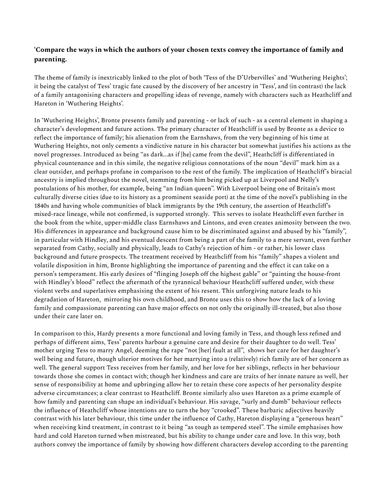 Wuthering Heights/Tess D'Urbervilles Example Essay