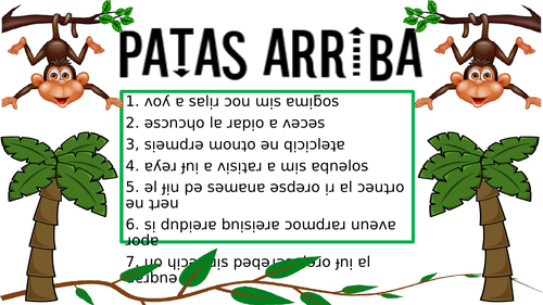 Spanish: Patas Arriba - upside down sentences