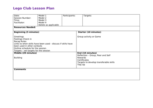 Lego Based Therapy basic lesson plan