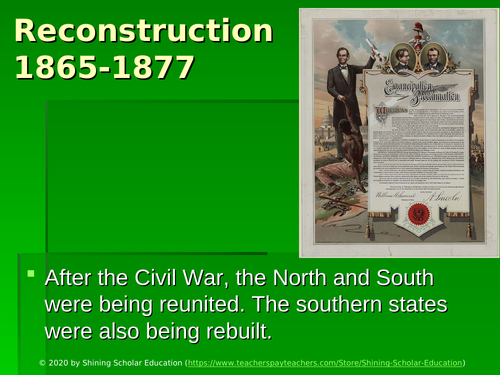 Reconstruction History Powerpoint Presentation (Focused on Texas) Social Studies