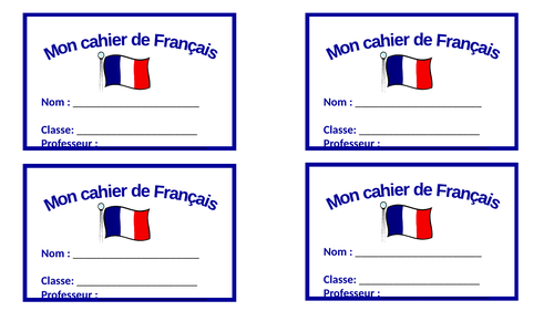 French Pupil Exercise Book Labels