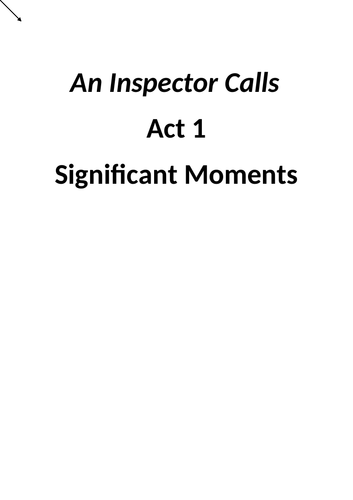 An Inspector Calls Significant Moments (OCR 9-1 GCSE)