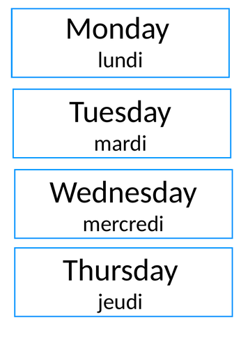 French days of the week display