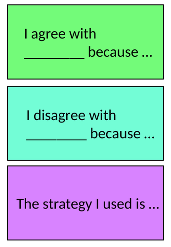 Number Talks sentence starters