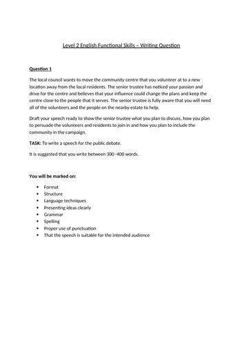 functional skills english level 2 questions and answers